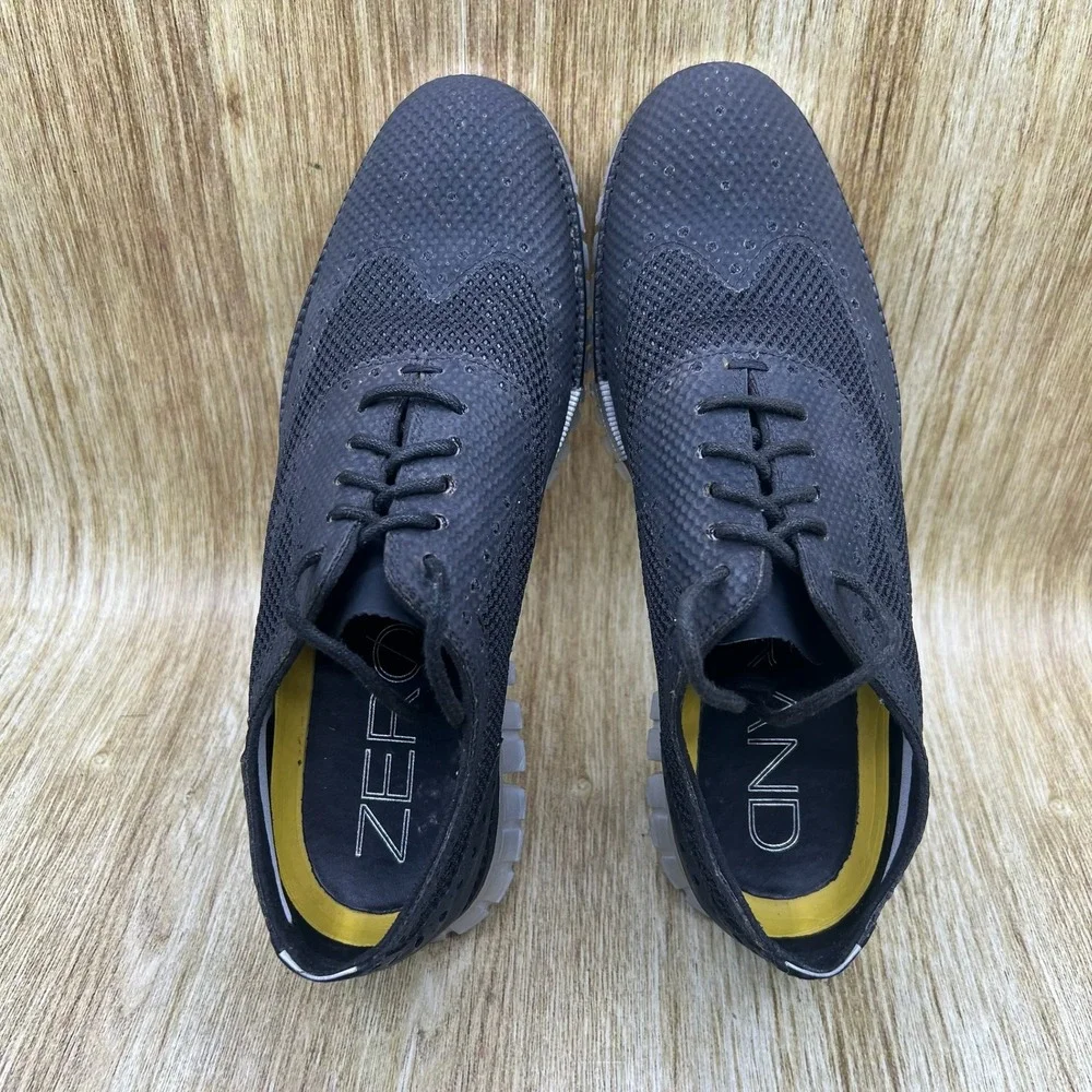 Cole‎ Haan Zerogrand No Stitch Men's 8 M Black Knit Wingtip Oxford Shoes C20021